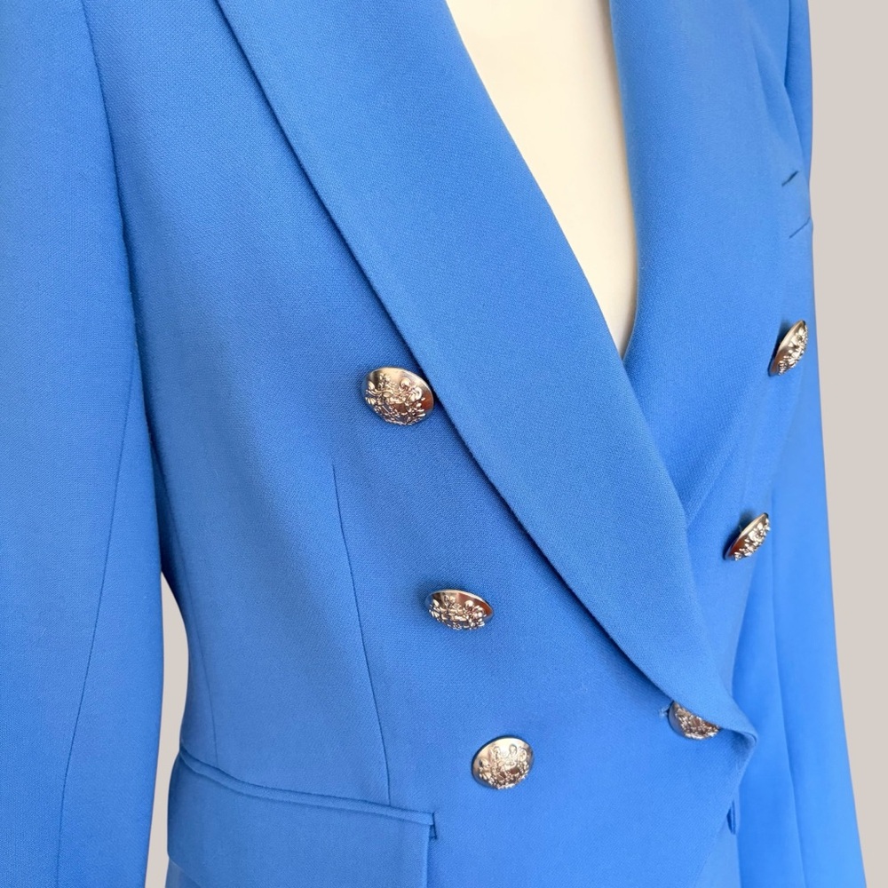 Veronica Beard Miller Dickey Jacket Tailored Double Breasted Blazer Bluebell 8 - Picture 4 of 12